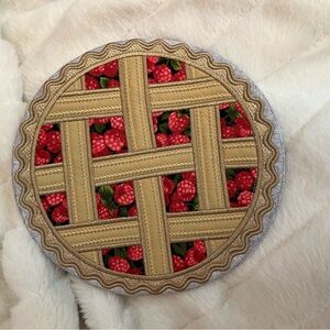 Cottagecore Raspberry Lattice Pie Pot Holder Hot Pad Kitchen Fruit Spring Fun